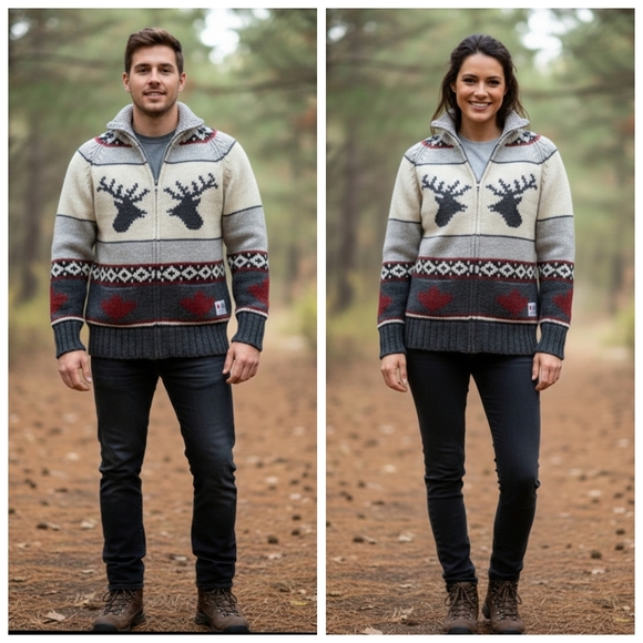 Hudson's Bay Company Sweaters - Hudson's Bay Canada Olympic Cowichan Zip Sweater - Unisex Large, 21" PTP